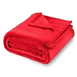 SOCHOW Flannel Fleece Blanket Throw Size, All Season Lightweight Super Soft Cozy Blanket for Bed or Couch, Classic Red, 50x60 inches