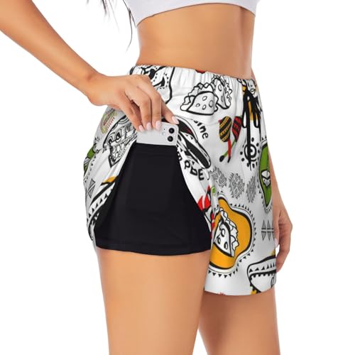 Short de yoga imprimé salsa noir en taille L pour la course à pied et le fitness féminin
