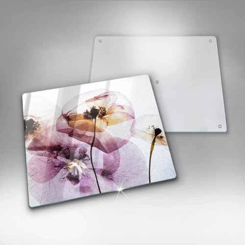 Planche à découper 60x52cm multifonctionnelle en verre résistant motif fleurs - 6