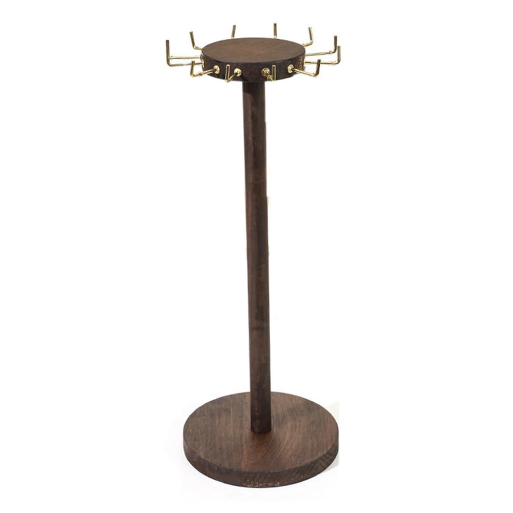 CTRLZS Wooden Necklace Display Rack with 12 Hooks, Round Wooden Jewelry Display Rack, Necklace Pendant Earring Storage Rack.