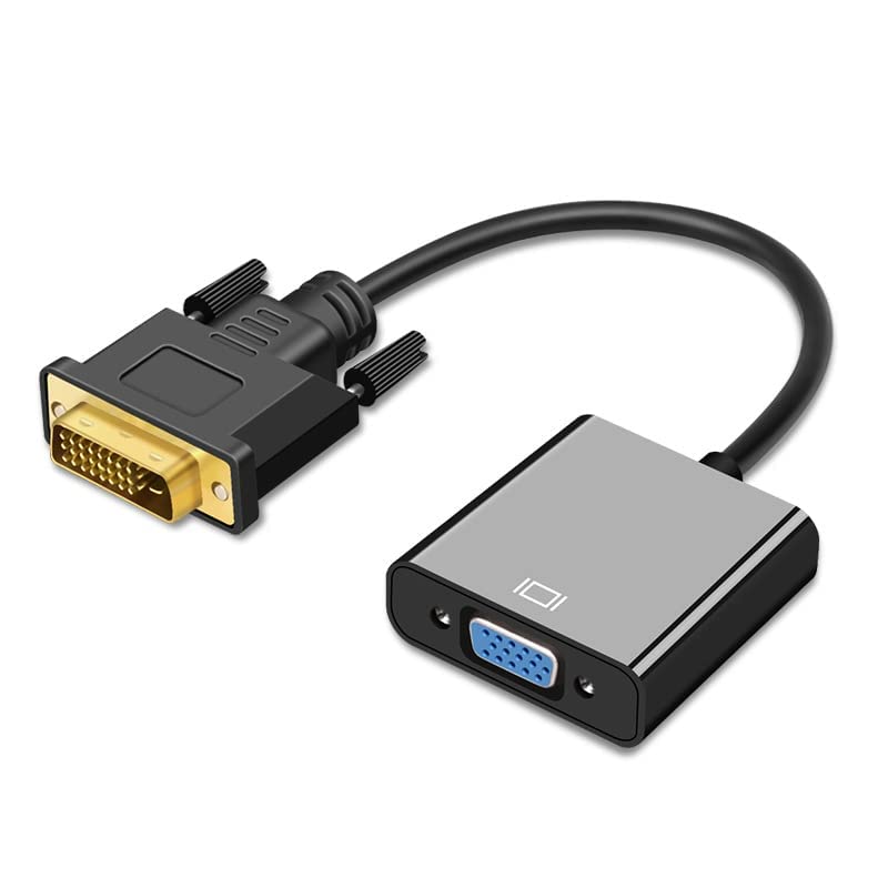 Xingdianfu Adaptador de DVI a VGA, 1080p - Convertidor Activo de DVI-D a VGA, 24+1 Pines, de Macho a Hembra