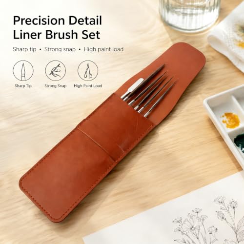 Set de 5 Pinceles Liner con Cerdas de Pelo de Oreja de Buey, Pinceles Extra Largos de Punta Fina, Espátula, Pinceles Detallados para Pintura miniatura 7