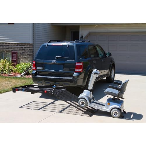 Silver Spring 48" x 27.75" Folding Steel Scooter Wheelchair Carrier w/42" Ramp, 500 lb. Cap, Hitch Mount - Thumbnail 2