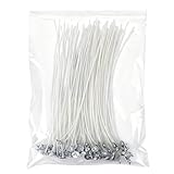 Aubeco 100Pcs Candle Wick, Low Smoke 10 Inch Pre-Waxed Cotton Wick with Tabs, Natural Cotton Core for Candle Making, Soy Candle DIY