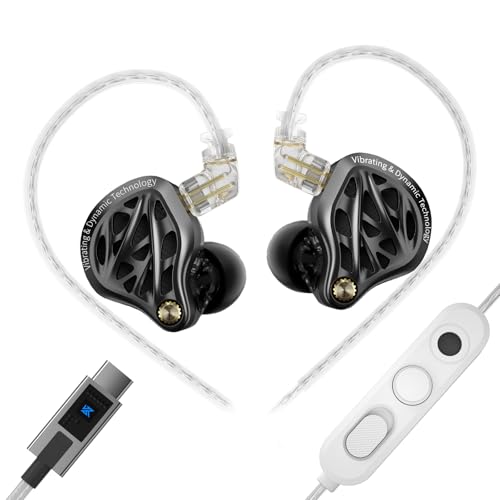 KZ Vibe X イヤホン 有線 タイプc マイク付き ハイレゾ対応 13mm低域振動ユニット 原音再現 没入感ある重低音 立体音場 モニターイヤホン 最大37dB遮音 6時間快適装着 音楽 映画 スマホ ゲーム ランニング 用（usb-c）