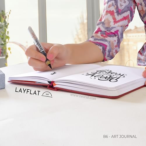 Image of NEORAH - B6 - ART JOURNAL | 200Gsm Dotgrid Notebook |144 Pages(17.5 x 12.5 cm) | Lay Flat |HardCover Bullet - Journal |3 Bookmarks |Elastic Closure| Inner BackPocket | Ideal-Bujo,Drawing (RED)