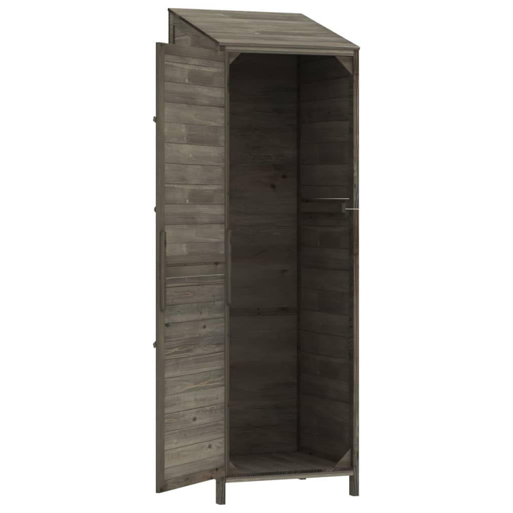 Caseta para herramientas, 55 x 52 x 174,5 cm, madera maciza de abeto con espacio de almacenamiento, marco de madera y soporte de pared para herramientas, cortacésped, bicicleta