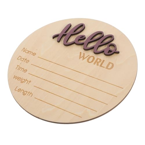 Totority Wooden Bulletin Board Baby Announcement Sign for Birth Photography Round Newborn Name Sign Newborn