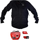 Milwaukee Hoodie M12 12V Lithium-Ion Heated Jacket KIT Front and Back Heat Zones - Battery and Charger Included - (Large, Black)