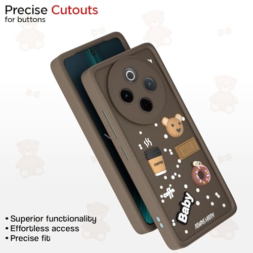Image of Pikkme Back Cover for Vivo T4 5G / iQoo Z10 5G | Cute Fun Cartoon 3D Bear Silicone Full Body Protection Bumper Case (Brown)
