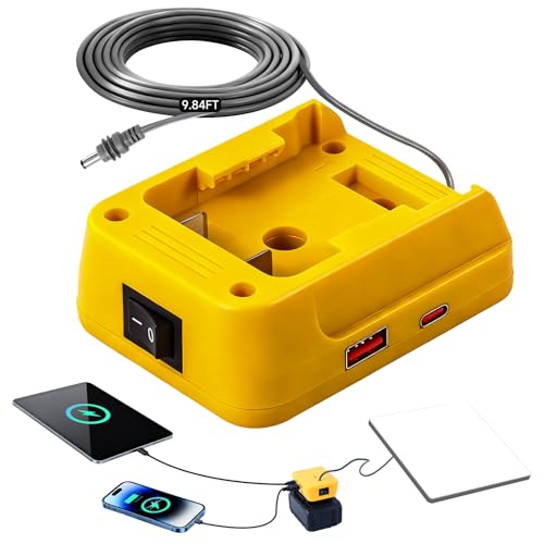 Starlink Mini Battery Adapter Compatible with De.Walt 20V Battery, 9.84FT 18AWG Starlink DC Electronic Power Cord with Independent Button and Low Voltage Protection for Starlink mini Batteries