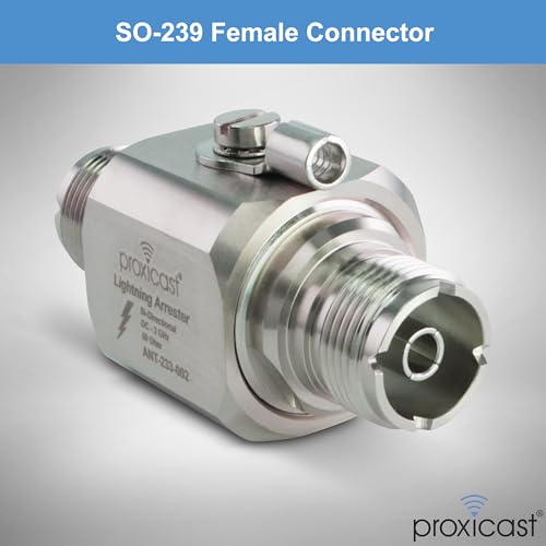 Image of Proxicast Coaxial Lightning Arrester /Suppressor with UHF SO-239 Female Connectors - Pro-Grade Coax Cable Surge Protector for RF, HF, VHF, UHF, CB, Ham, Two-Way Radio and Other Antennas (ANT-233-002)