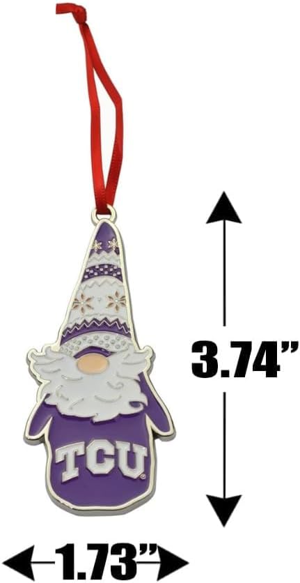 TCU (Texas Christian University) Horned Frogs Gnome Metal Christmas Ornament - Image 2
