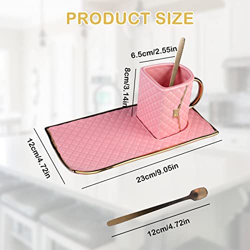 Handbag Shaped Coffee Mug Set: Pink Mug Purse Mug Unique Mugs Coffee Mugs For Women Cute Coffee Mug Pink Tea Set With Saucer And Spoon,Halloween Mugs With Gift Box For Women #TOP3