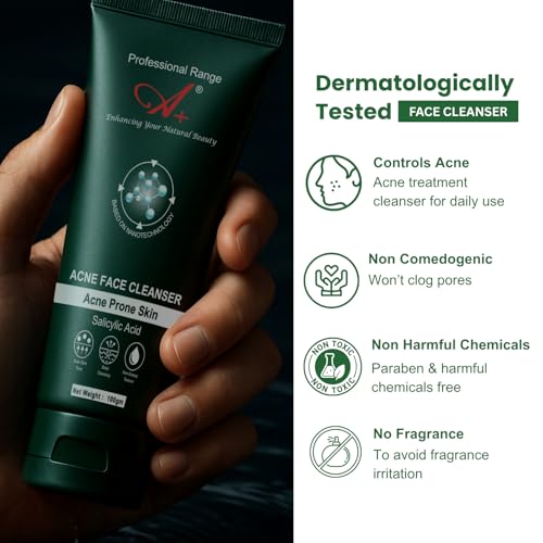 Image of A+ 0.5% Salicylic Acid Acne & Pimple Clear Face Cleanser For Men and Women Acne Cleanser Facewash for Oily Skin Dermatologist Inspired Face Wash for Oily Skin Women Deep Pore Care 100g
