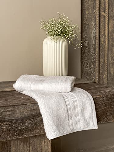 Image of DDECOR - Pack of 1 Ecofriendly 650 GSM Solid Cotton Bamboo Hand Towel, White