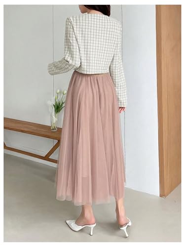 OYOANGLE Women's Plaid Button Down Tweed Jackets Long Sleeve Casual Crop Coat Outerwear2