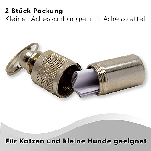 Aribari 2 x Adressanhänger für Hunde und Katzen, Halsbandanhänger, Namensschild auch für kleine Tiere geeignet, Anhänger zur Tierkennzeichnung, aus Metall und wasserdicht