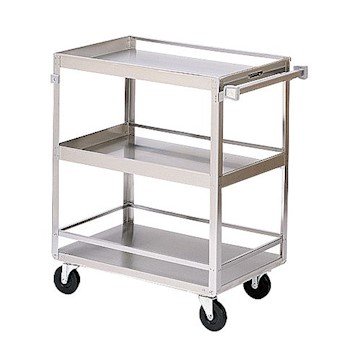 Cole-Parmer General-Purpose Stainless Steel Cart with Guard Rails; 27 (in) x 18 (in), 3 Shelves, 400 lb Capacity