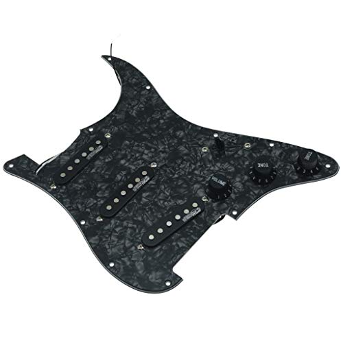 Dopro Loaded Guitar Pickguard with Wilkinson Pickups Prewired ST Pickguard for FD Strat Stratocaster Made In USA/Mexico Black Pearl