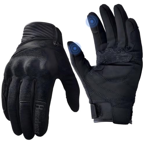 Harssidanzar Men Outdoor Motorcycle Sports Gloves KM059US Black L by Harssidanzar - Image 5