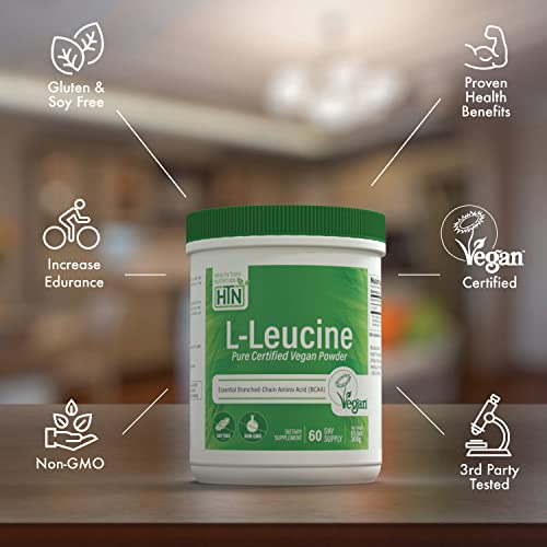 Health Thru Nutrition Pure L-Leucine Powder 300G | Certified Vegan | Fermented | Non-Gmo | Essential Bcaa | 3Rd Party Tested | 5 Grams Per Serving | (60 Servings) #TOP2