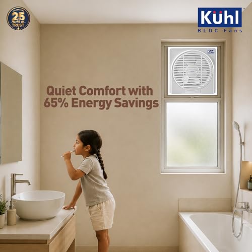Image of KUHL Ventis 8 inch BLDC Ventilation /Exhaust Fan | 9W | 200mm Sweep | 1600 RPM | 650 CMH Air Delivery | High Air Flow & Low Noise | Ideal for Kitchen, Bathroom & Office | 5 Year Warranty | White
