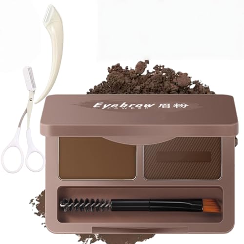 2 in 1 Eyebr/ow Powder Kit with Palette,Grayish-brown Waterproof Eyeb/row Powder,Nat/ural Waterproof Ey/ebrow Palette for Women,Multi Pu/rpose Use Eyebr/ow Palette,Long Lasting Br/ow Palette Brush