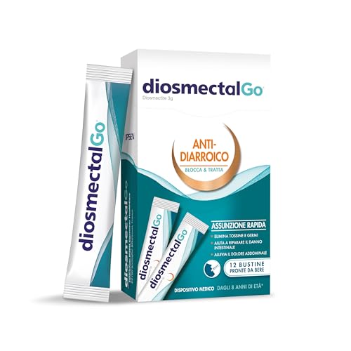 DiosmectalGo® - Antidiarroico Adulti e Bambini 8+, 12 Monodose Pronte da Bere a Base Diosmectite...