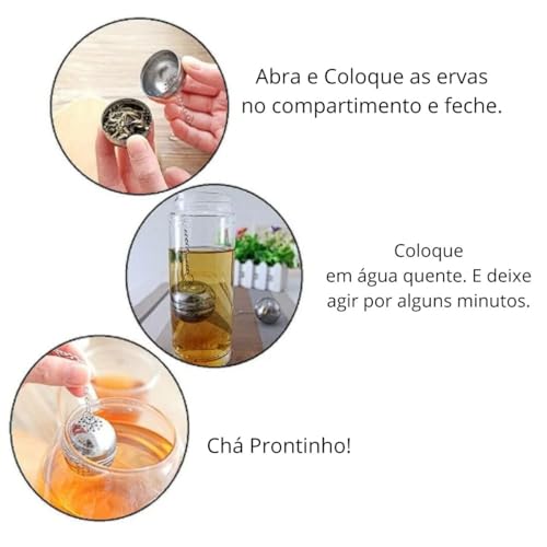 Infusor de Chá Filtro em inox para Chá, Especiarias, Infusor De Folhas Soltas 4cm Com Corrente