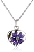 Sterling Silver Small Purple Heart Pressed Flower Pendant Necklace, 18"