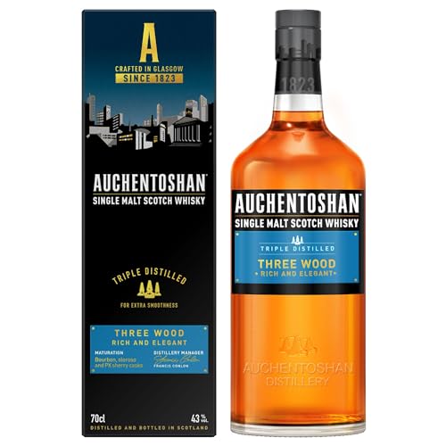 Auchentoshan Three Wood | Single Malt Scotch Whisky | mit Geschenkverpackung | karamell-nussiger Geschmack| 43% Vol | 700ml Einzelflasche