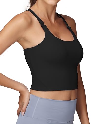Foucome Nursing Tank Tops for Breastfeeding Y-Back Racerback Longline Maternity Sports Bra Workout Crop Top4
