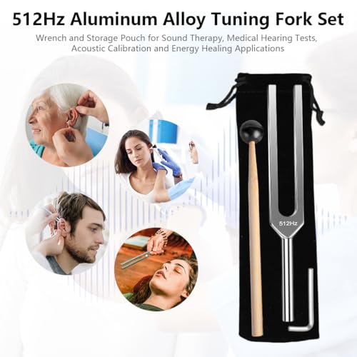 Image of HASTHIP 512Hz Tuning Fork, 21.5cm Aluminum Alloy Music Tuning Fork for Sound Healing, Instrument Tuning & Meditation Therapy, with Velvet Drawstring Storage Bag & Striker