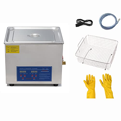 10L/2.6 Gallon Ultrasonic Cleaner with Heater (200W+240W) Ultrasonic Power for Metal Parts, Carburetor, Fuel Injector, Brass, car Parts, Engine Parts, Motor Repair Tools, Gun Parts 40KHz 110V US Plug