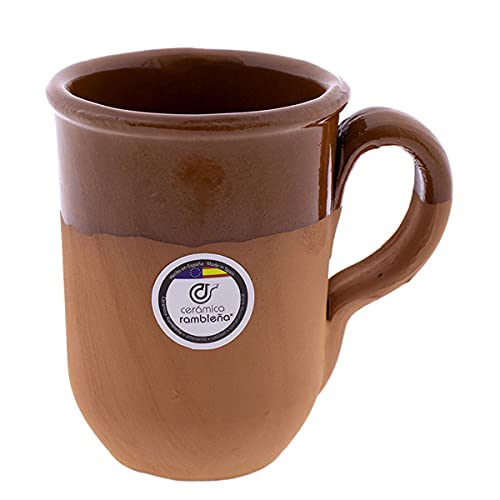 CERÁMICA RAMBLEÑA | Vaso de cerveza | Vaso jarra barro rojo - Modelo 02 | Jarras de cerveza en barro rojo | Vasos de agua | 350 ml