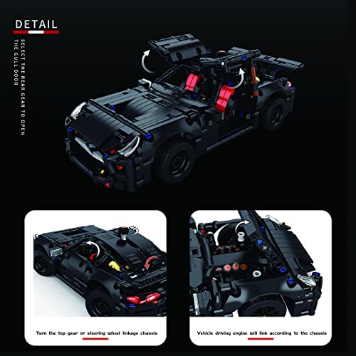 TopBau Technik 1/14 Modular Auto Bausteine, 1160+ Teile Retro Sportwagen Modell, Klassische Rennauto Rennwagen… – Bild 5