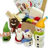 Woolbuddy Needle Felting Kit - Holiday Christmas, Complete Felting Kit for Beginners & Adults, Includes Needle Felting Supplies, Felting Mat, Felting Wool, and Felting Needles for Crafting Fun
