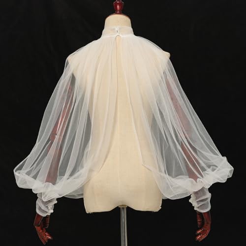 Women's Sexy Batwing Long Sleeves Sheer Shirt See Through Mock Neck Irregular Tops Front Back Split Shawl