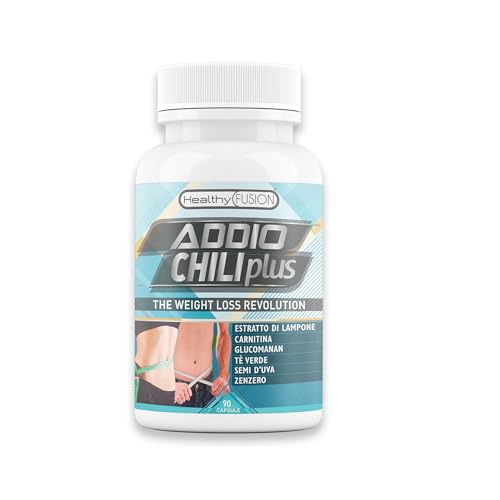 Healthy Fusion - Addio Chilli Plus | Potenti capsule dimagranti | Brucia grassi, Termogenico, Soppressore dell'appetito, Diuretico | L-Carnitina, Glucomannano, Zenzero, Tè Verde | 90 caps