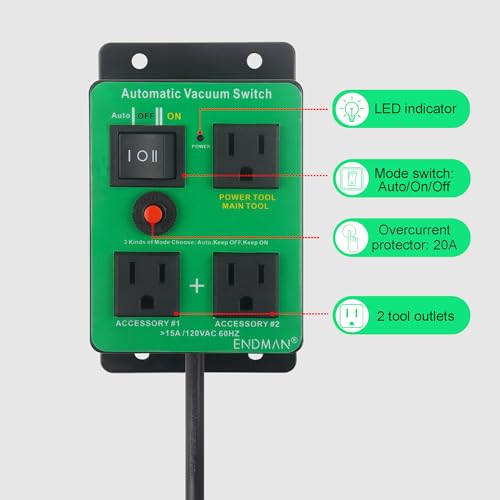 Interruptor de vácuo automático, interruptor automático de controle de poeira ENDMAN para mais ferra
