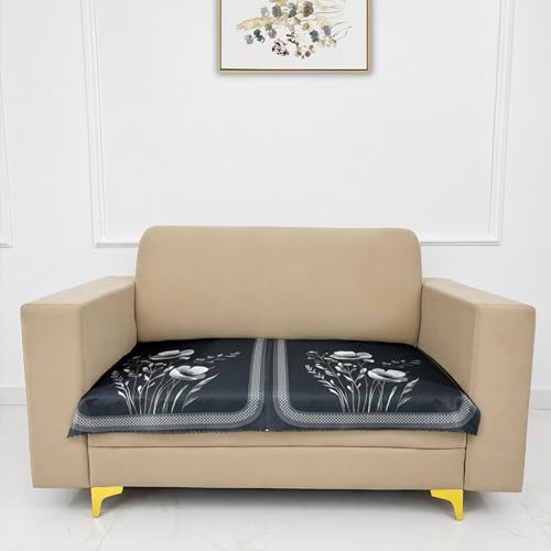 Image of Homerz Premium Waterproof Jasmine Joe Sofa Seat Cover - Floral Printed Sofa Protector | Non-Slip, Washable & Durable Sofa Protector (Grey, 2 Seater)
