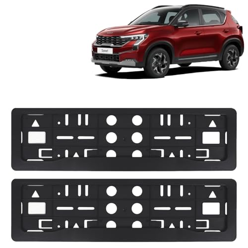 Image of KINGSWAY Sonet Car Number Plate Frames for All 2024 Onwards Models of Kia Car Registration Plate Holders, Black Licence Plate Covers (Front and Rear), Universal Size 51.5 x 14.5 cm