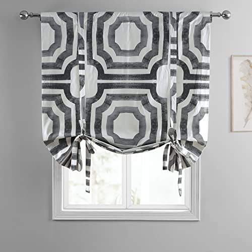 Image of HPD Half Price Drapes Room Darkening Tie Up Curtains 46 X 63 Inch Mecca Printed Cotton Window Roll Up Balloon Curtain for Living Room, Kitchen PRTW-TUD23A-63 (1 Panel), Mecca Steel