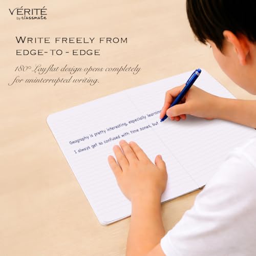 Image of Lay Flat Binding Notebook - Verite by Classmate Ideal for School Students, Taupe Brown Color, Size (cm) 24 X 18, Single Line, Thick Premium 120 Pages with Low Ink Bleed for Smooth Writing Experience