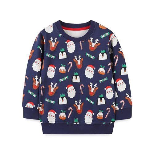 Toddler Boy Girl Santa Claus Round Neck Sweater Long Sleeve Embroidered Pullover Tops