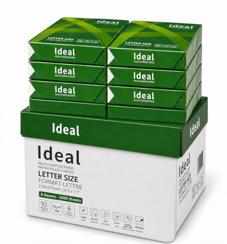 Ideal Multipurpose Copy Paper, Letter Size 8.5 x 11 in, 20 lb / 75 GSM, 97 Brightness, 6 Reams / 3,000 Sheets, Jam-Free for Laser, Inkjet, Copier & Fax, PEFC Certified (6 Reams - 3 image 3