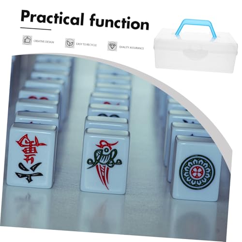 Caja organizadora de fichas Mahjong de plástico con asa miniatura 5