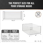 BINO 12-Pack Plastic Stackable Shoe Box Set - Clear | Foldable Shoe Storage Container | Sneaker Bins | Shoe Rack Box | Transparent | Portable Stacking Shoe Boxes Front Open - Image 2