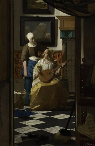Cuadro Pintura al óleo La carta de amor de Jan Vermeer Van Delft para decoración 60x90cm